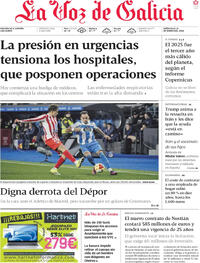 Portada La Voz de Galicia 2026-01-14