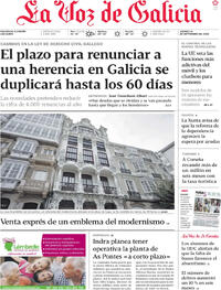 Portada La Voz de Galicia 2026-09-18
