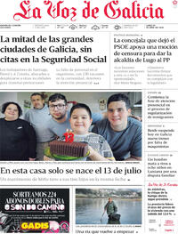 Portada La Voz de Galicia 2026-04-20