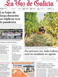 Portada La Voz de Galicia 2026-08-20