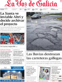 Portada La Voz de Galicia 2026-02-21