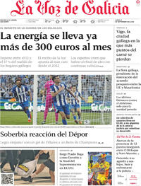 Portada La Voz de Galicia 2026-09-21
