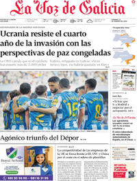 Portada La Voz de Galicia 2026-02-22