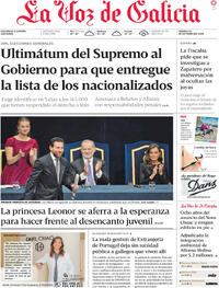 Portada La Voz de Galicia 2026-10-24