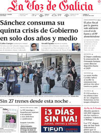 Portada La Voz de Galicia 2026-03-27