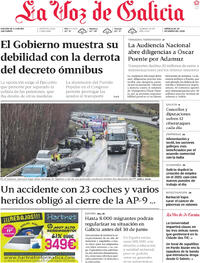 Portada La Voz de Galicia 2026-01-28