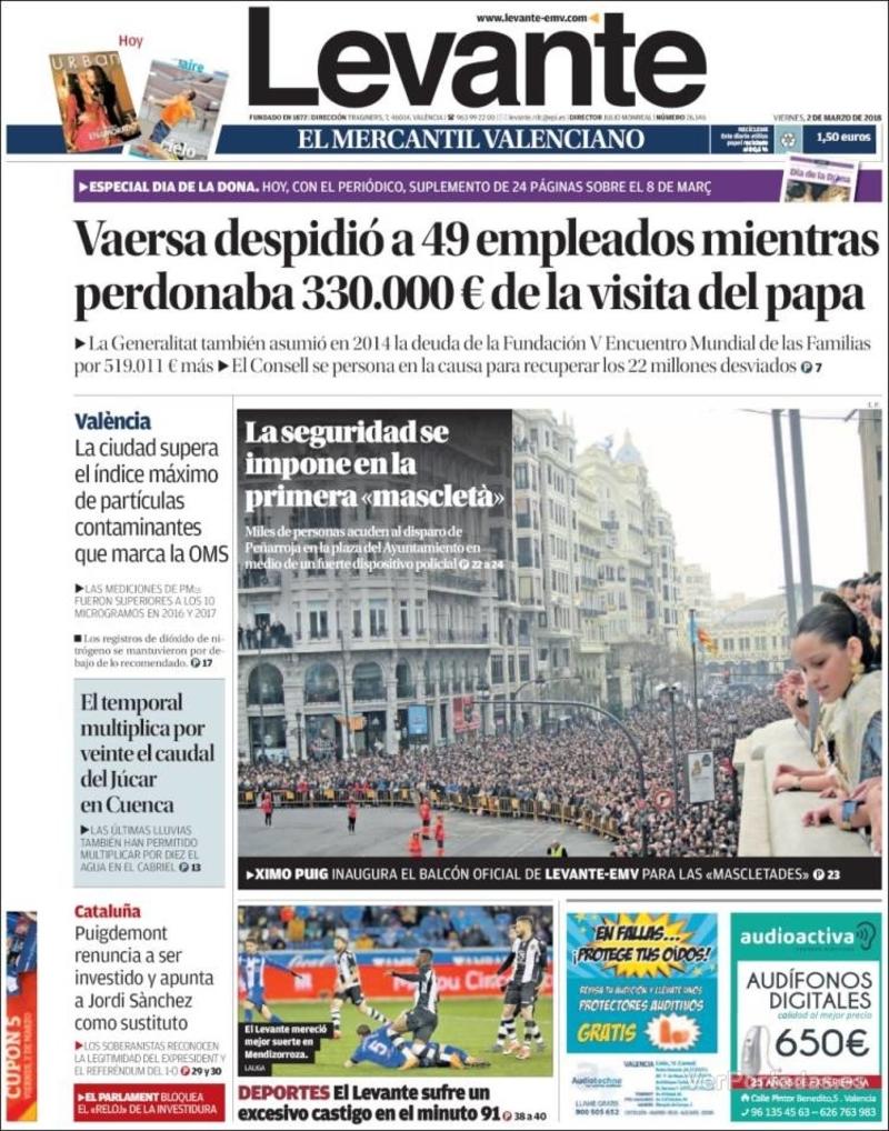 Portada Faro de Vigo 2018-03-02