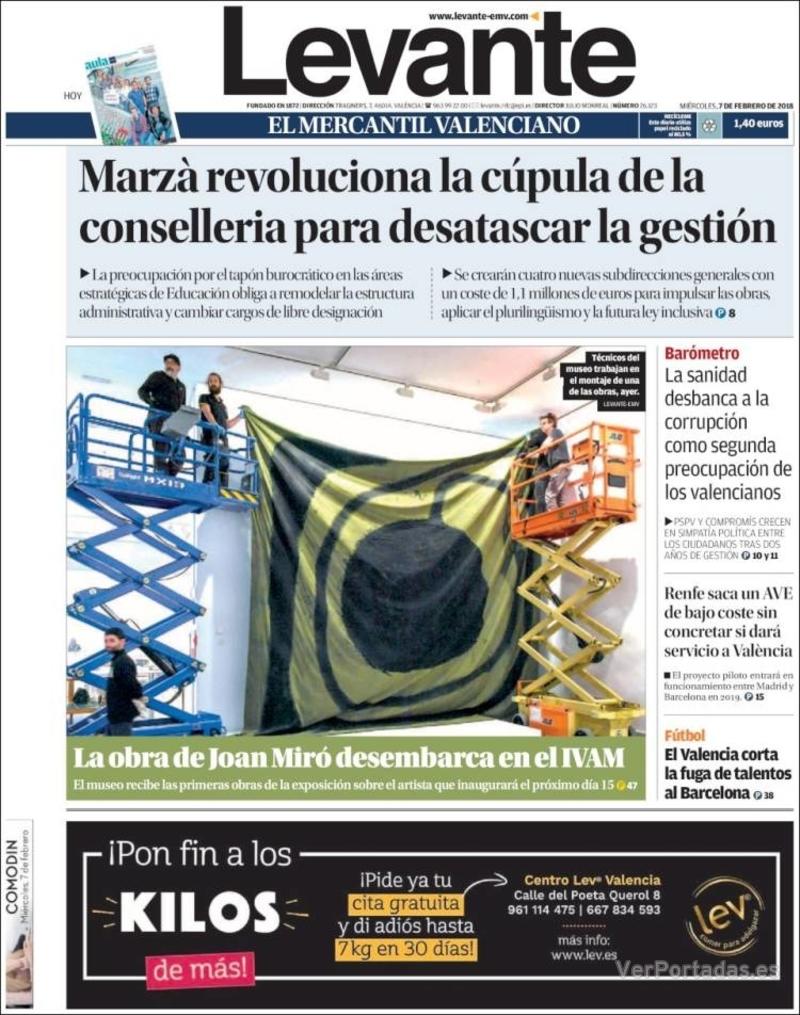 Portada Faro de Vigo 2018-02-07
