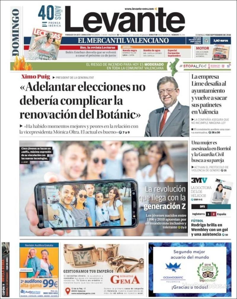 Portada Faro de Vigo 2018-09-09