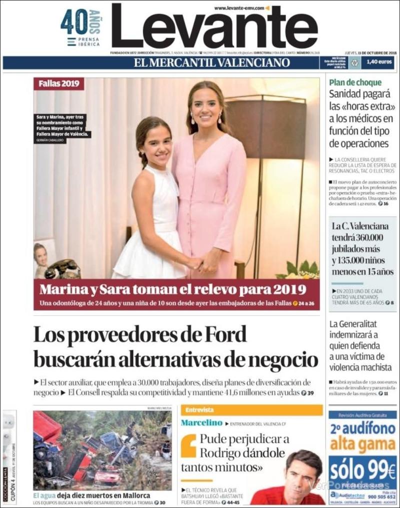 Portada Levante 2018-10-12