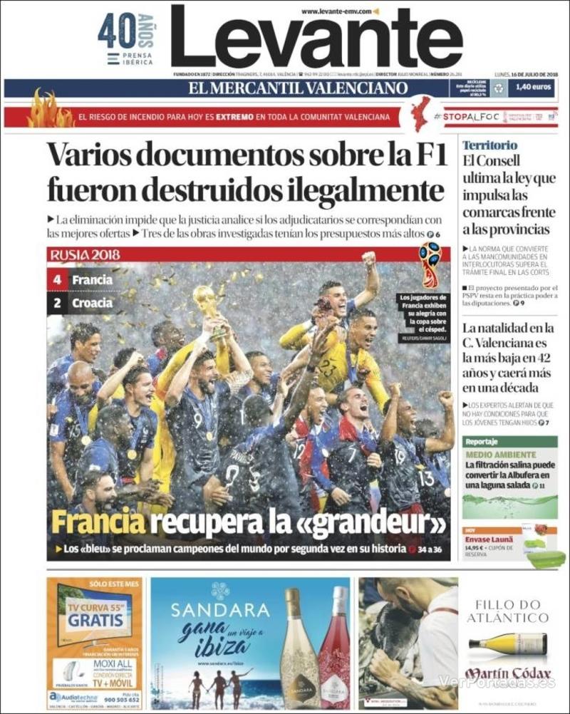 Portada Faro de Vigo 2018-07-16