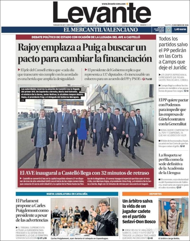 Portada Faro de Vigo 2018-01-23