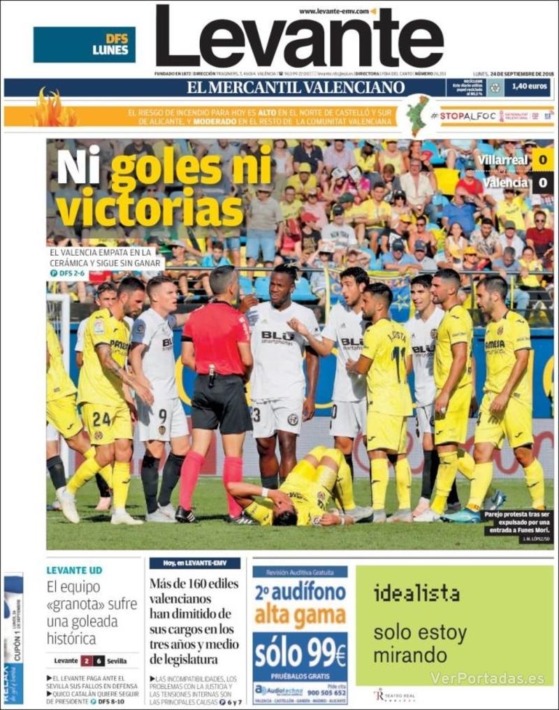 Portada Levante 2018-09-25