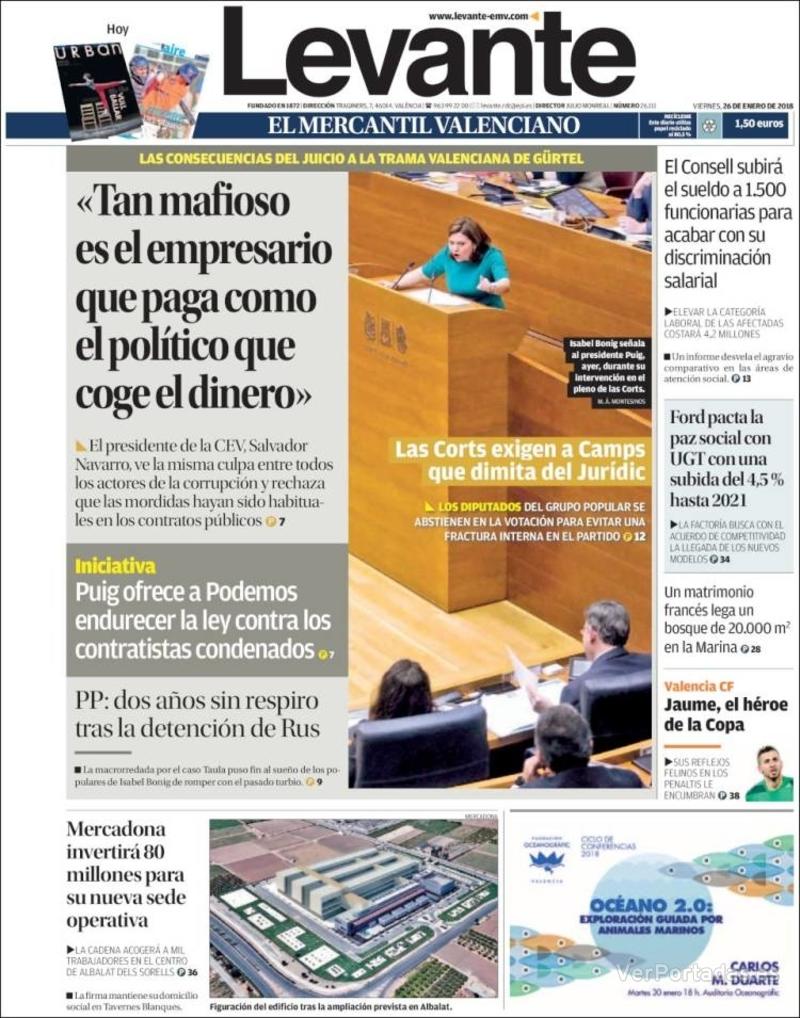 Portada Faro de Vigo 2018-01-26