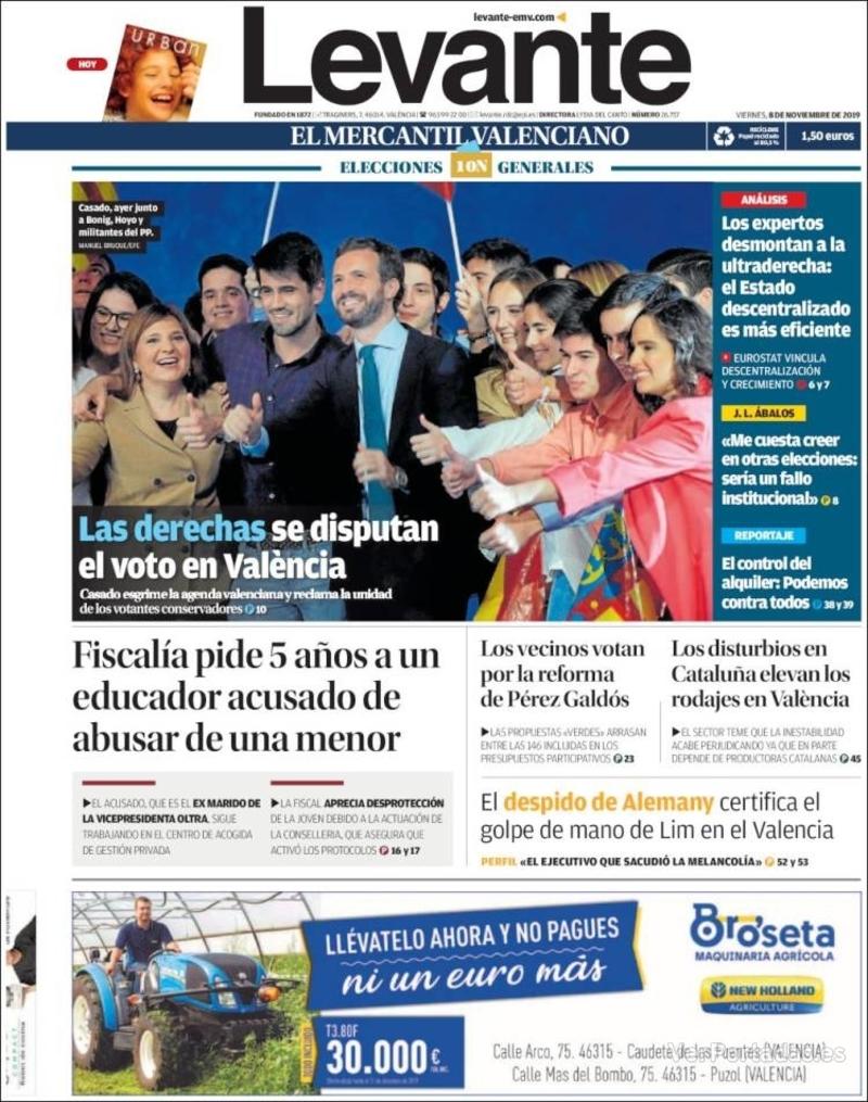 Portada Levante 2019-11-09