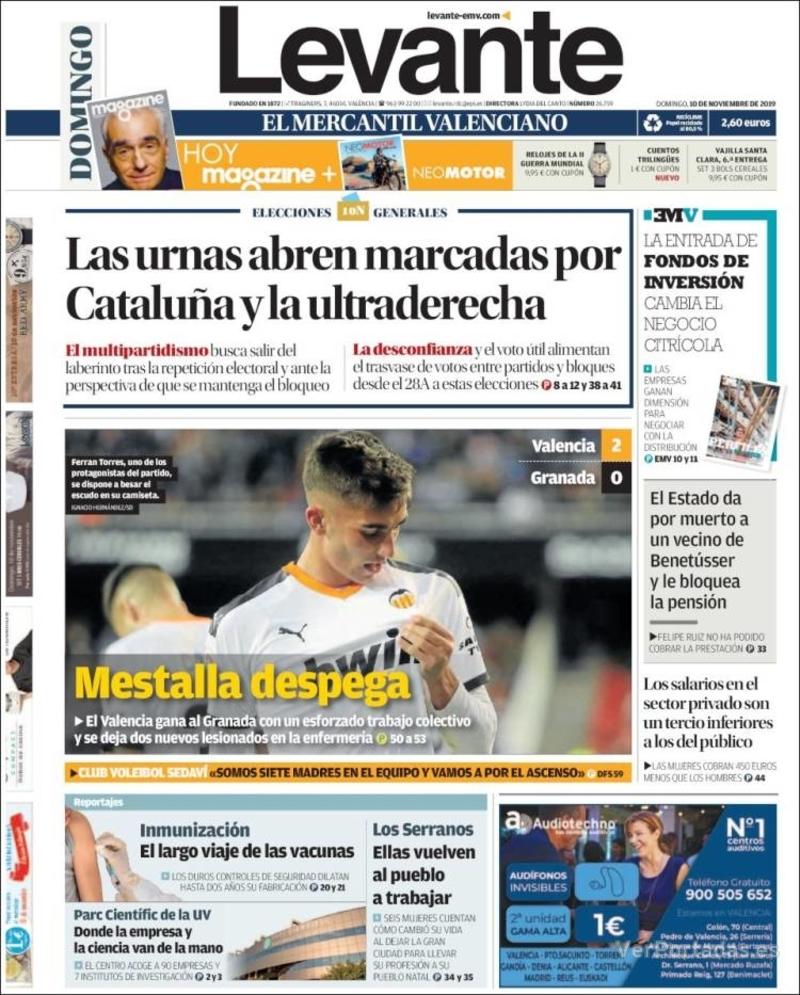 Portada Levante 2019-11-11