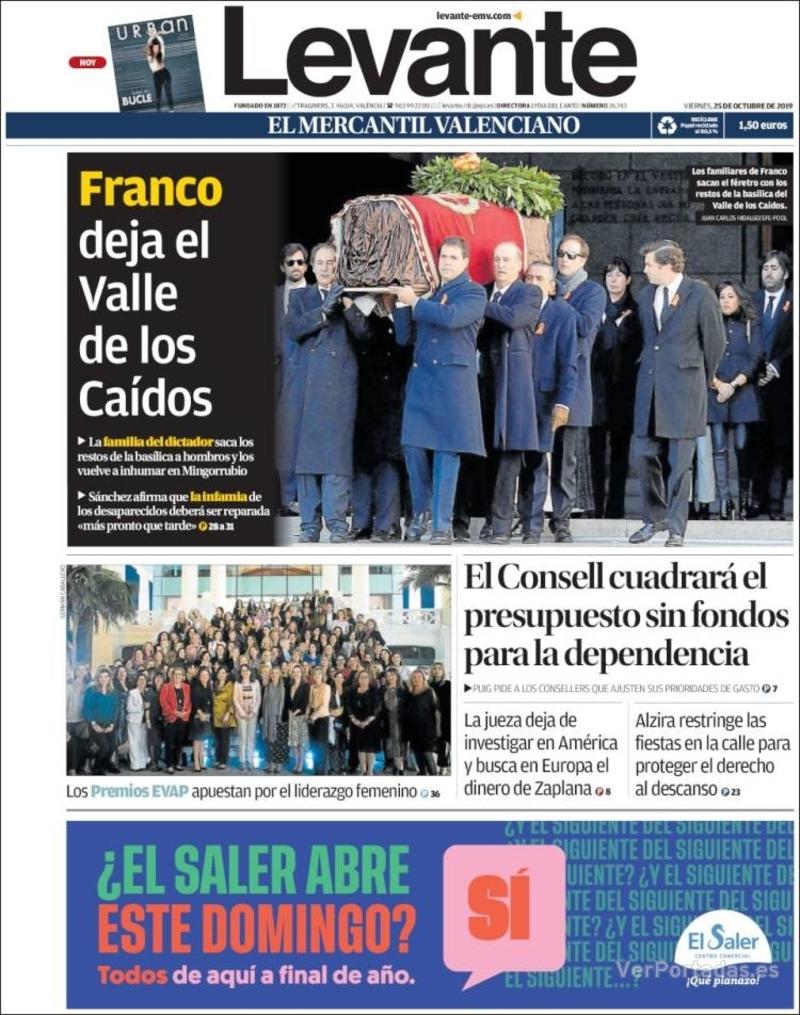 Portada Levante 2019-10-26