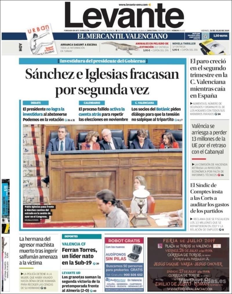 Portada Faro de Vigo 2019-07-26