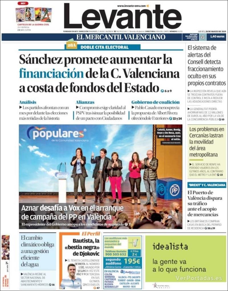 Portada Levante 2019-03-29