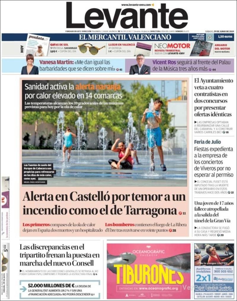 Portada Levante 2019-06-30