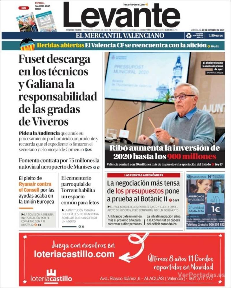 Portada Levante 2019-10-31