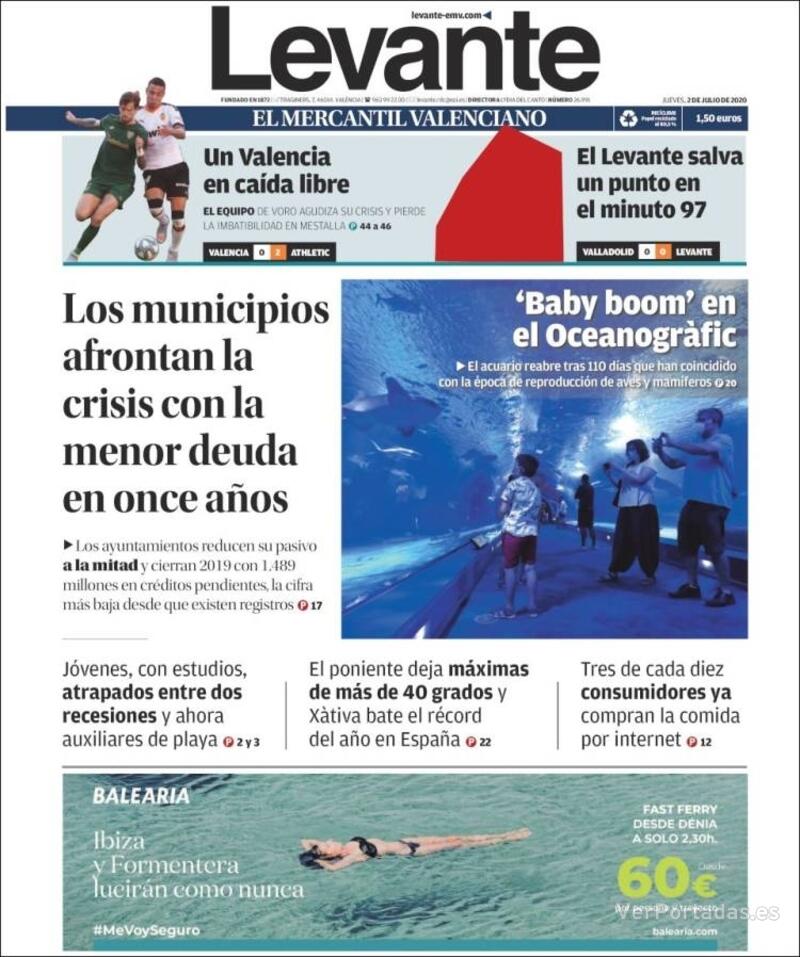 Portada Levante 2020-07-03