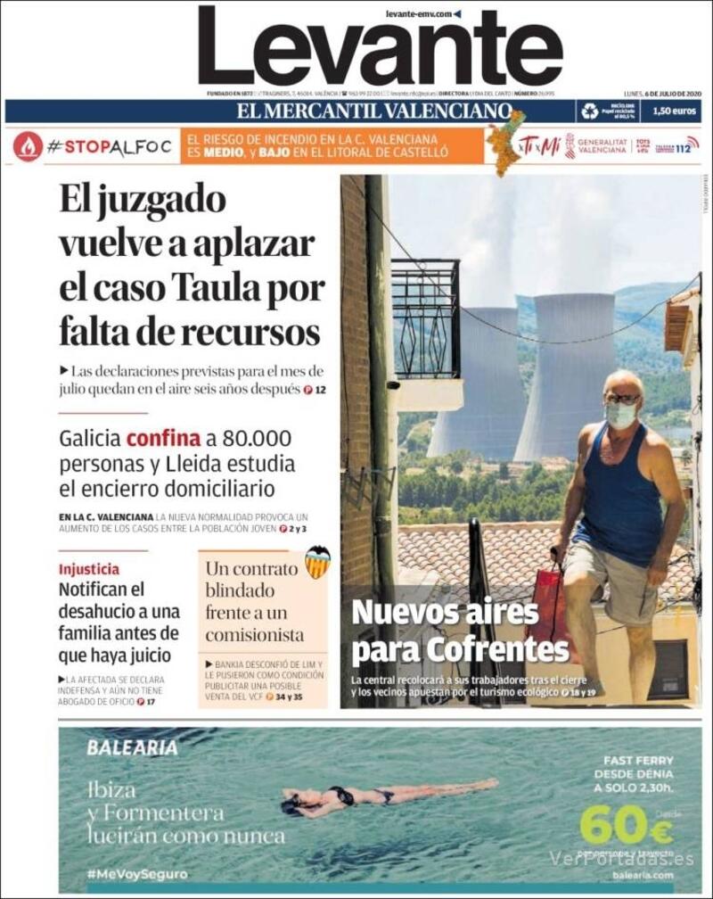 Portada Levante 2020-07-07