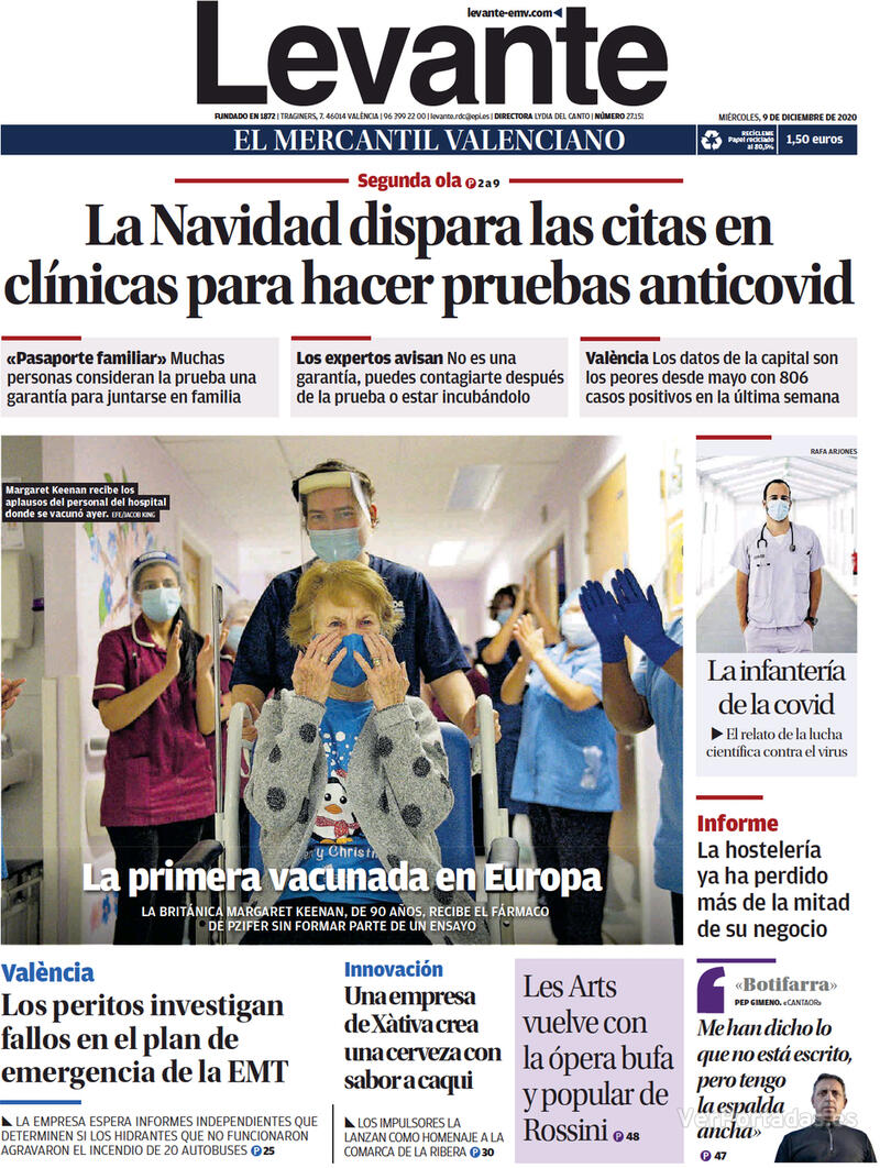 Portada Levante 2020-12-10