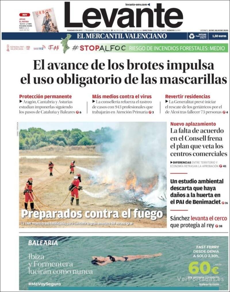 Portada Levante 2020-07-11