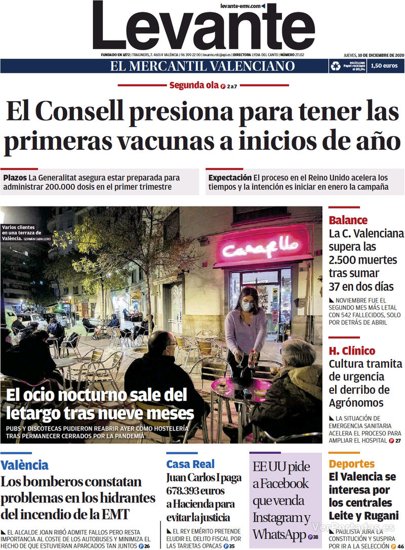 Portada Levante 2020-12-11