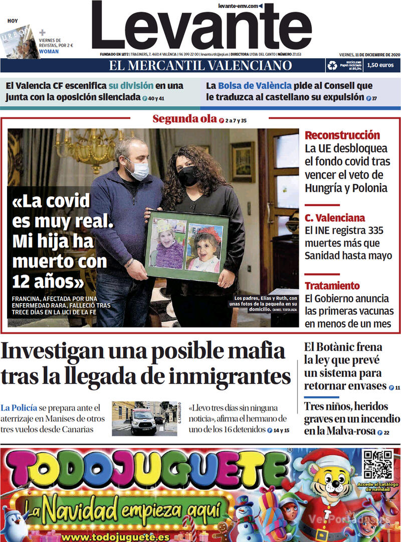 Portada Levante 2020-12-12