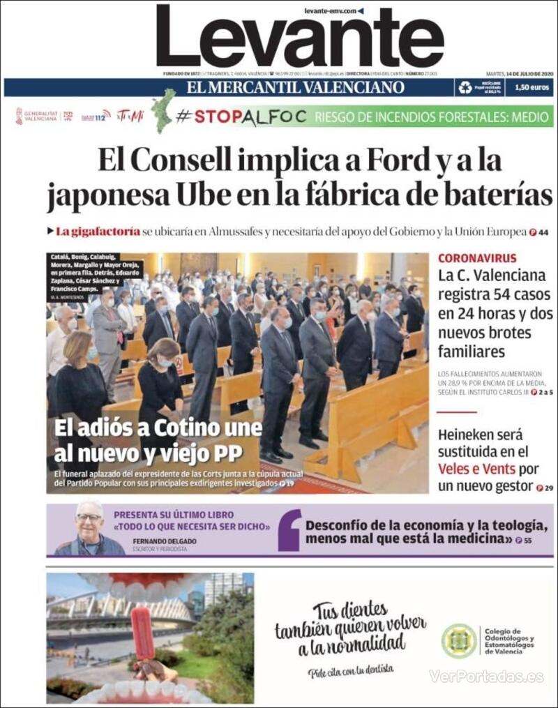 Portada Levante 2020-07-15