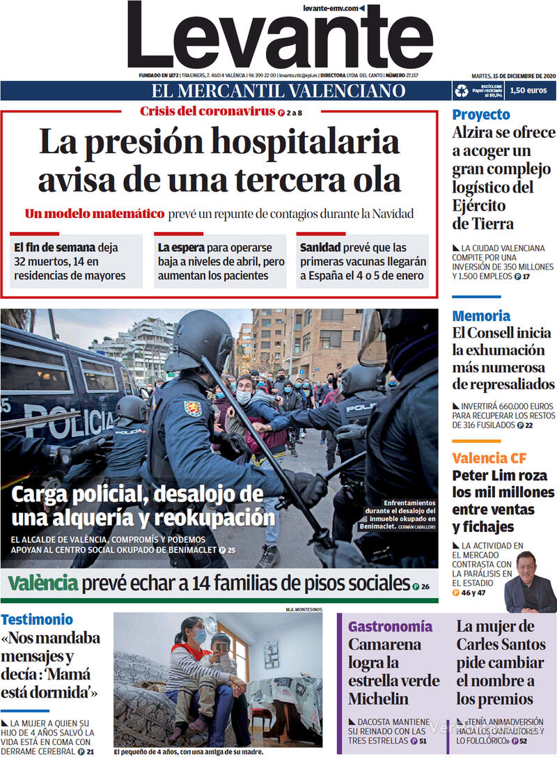 Portada Levante 2020-12-16