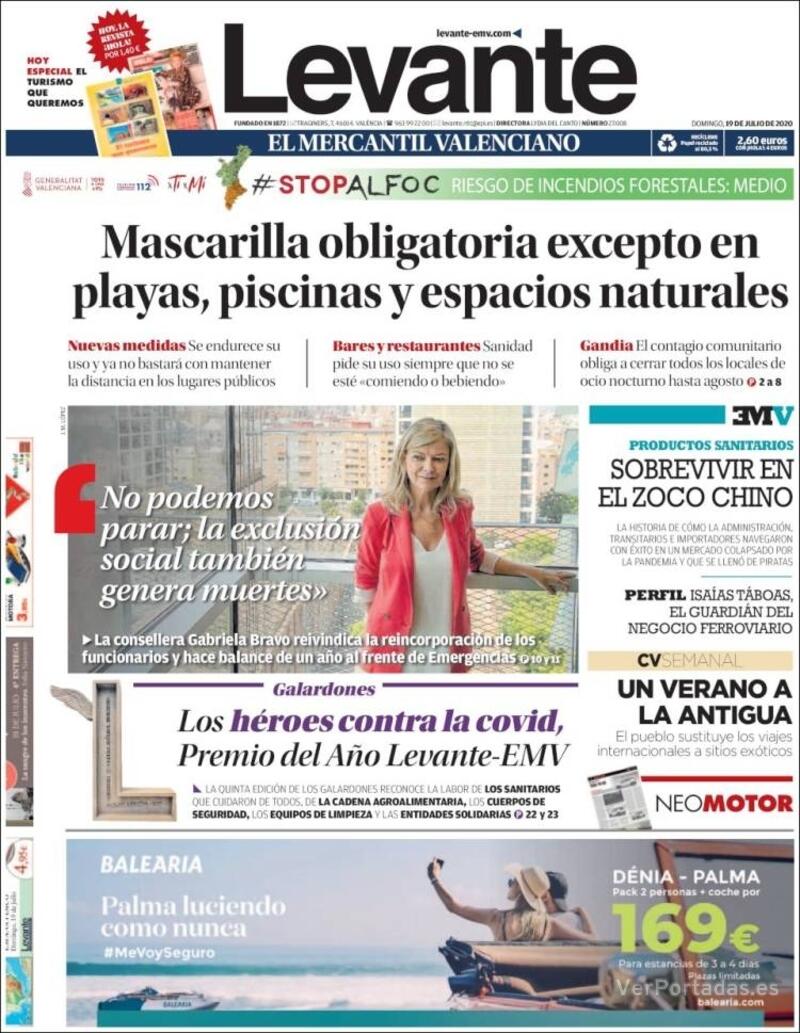 Portada Levante 2020-07-20