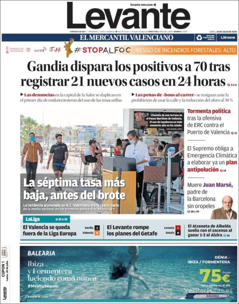 Portada Levante 2020-07-21