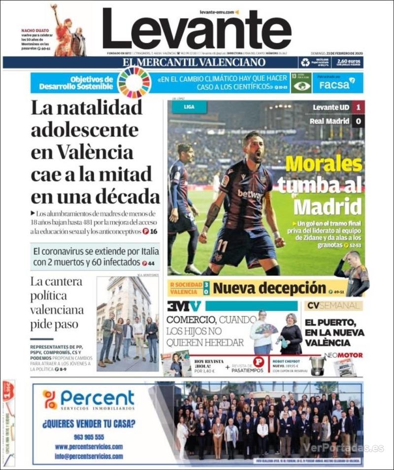 Portada Levante 2020-02-24