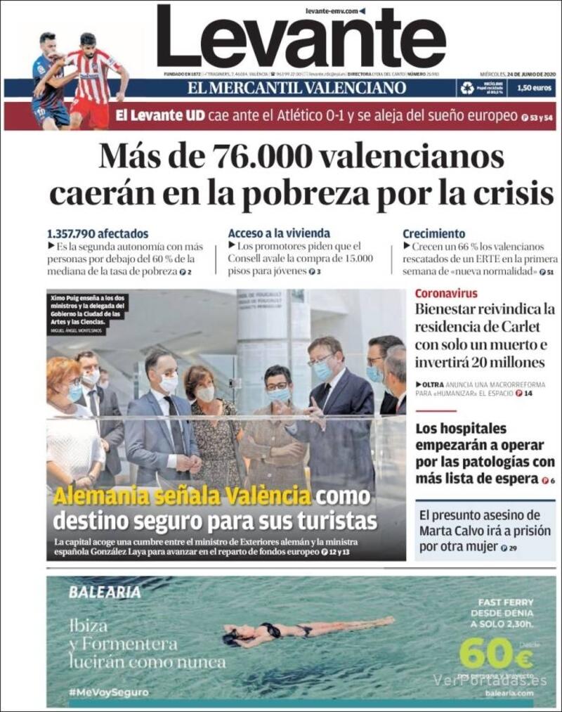 Portada Levante 2020-06-25