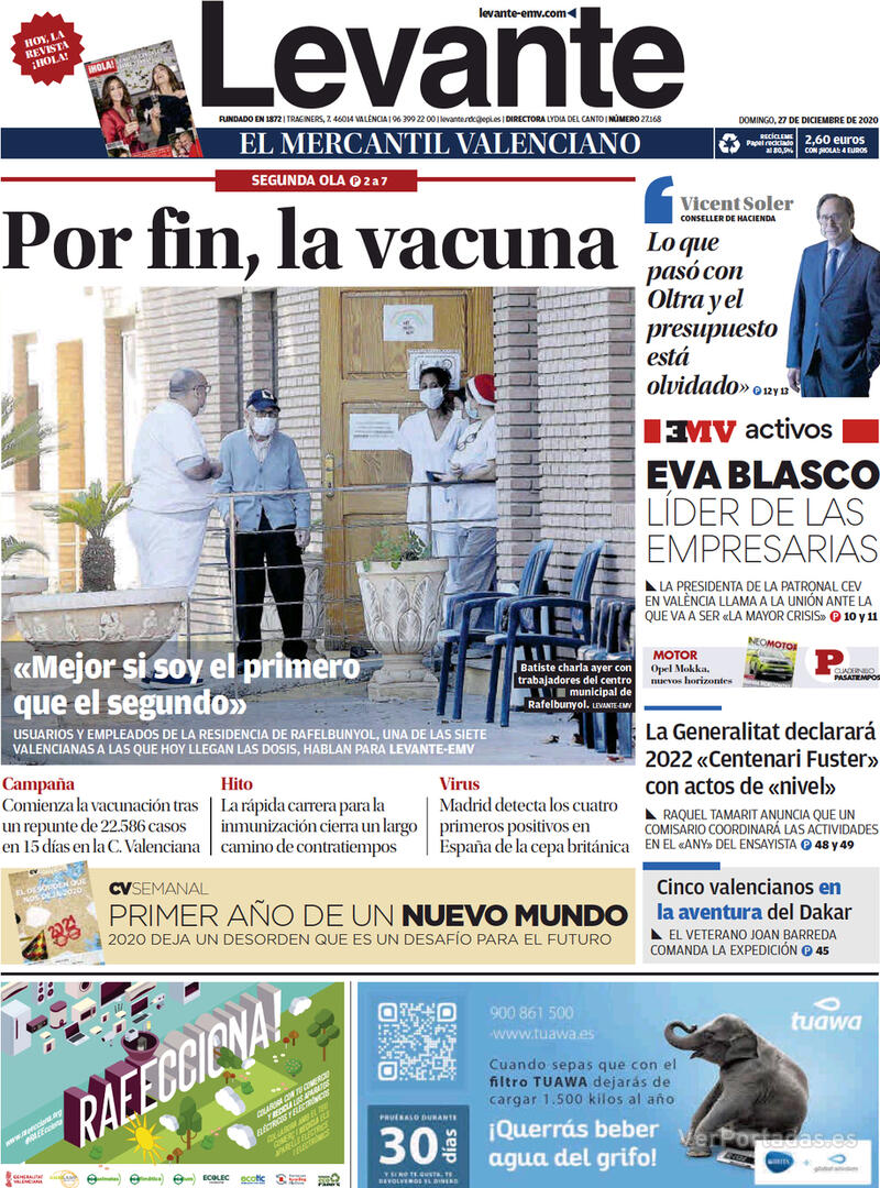 Portada Levante 2020-12-28