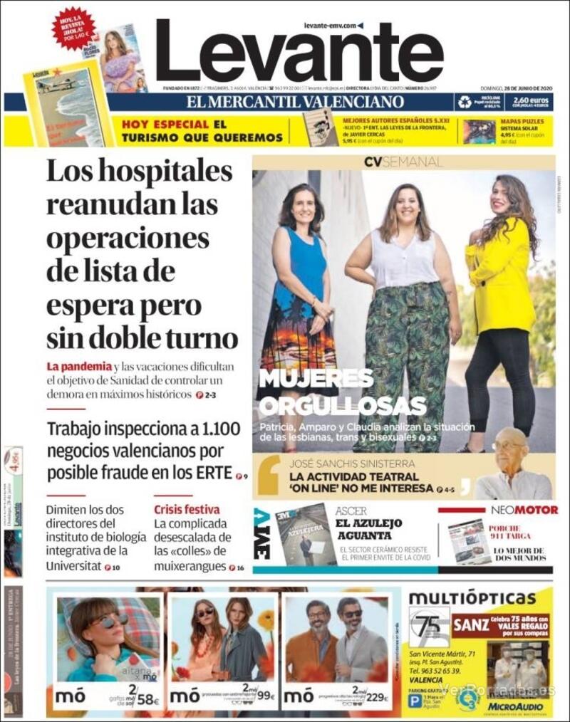 Portada Levante 2020-06-29