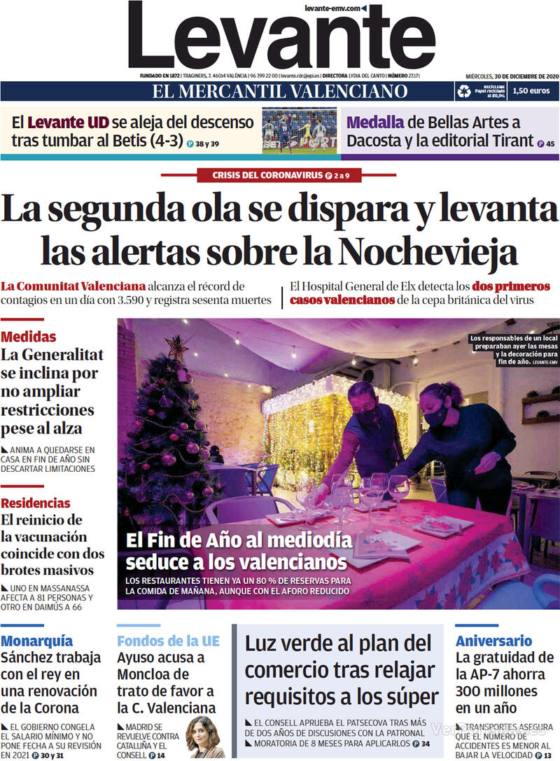 Portada Levante 2021-01-02