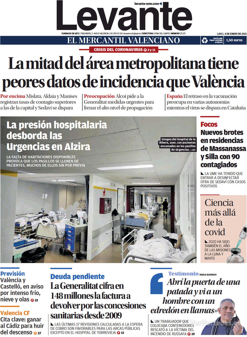 Portada Levante 2021-01-05