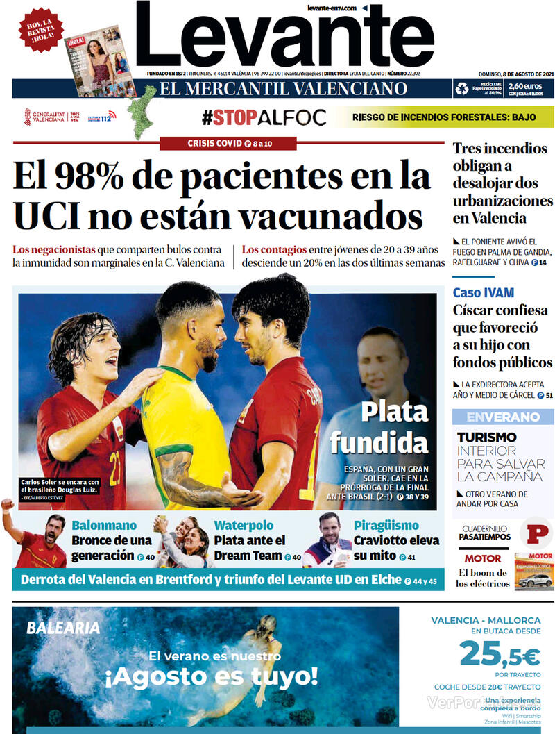 Portada Levante 2021-08-09