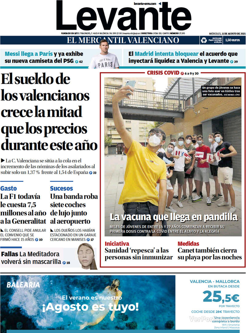 Portada Levante 2021-08-13