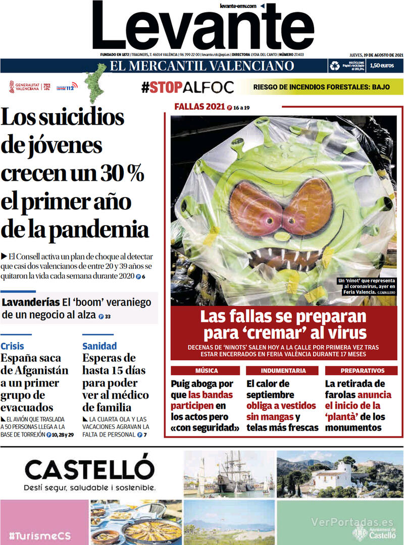 Portada Levante 2021-08-20