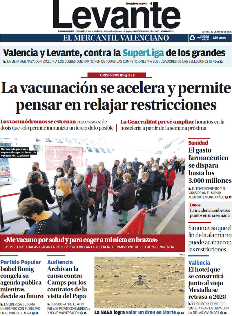 Portada Levante 2021-04-21