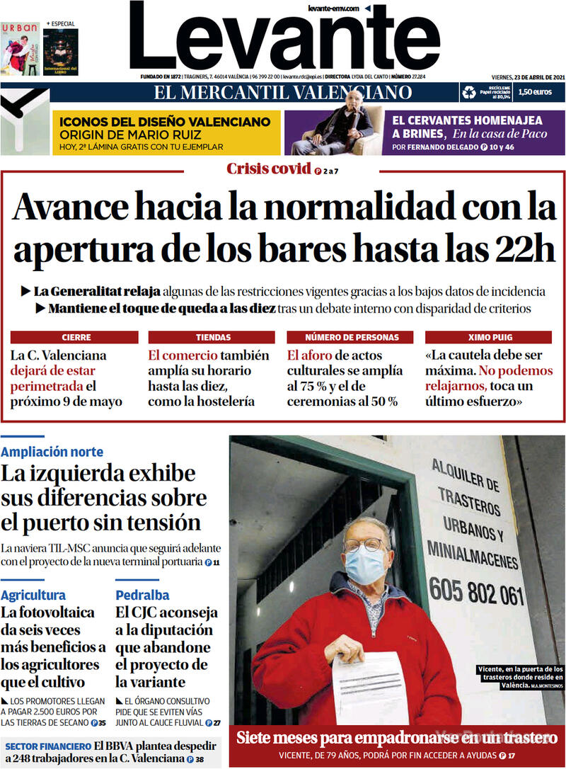 Portada Levante 2021-04-24