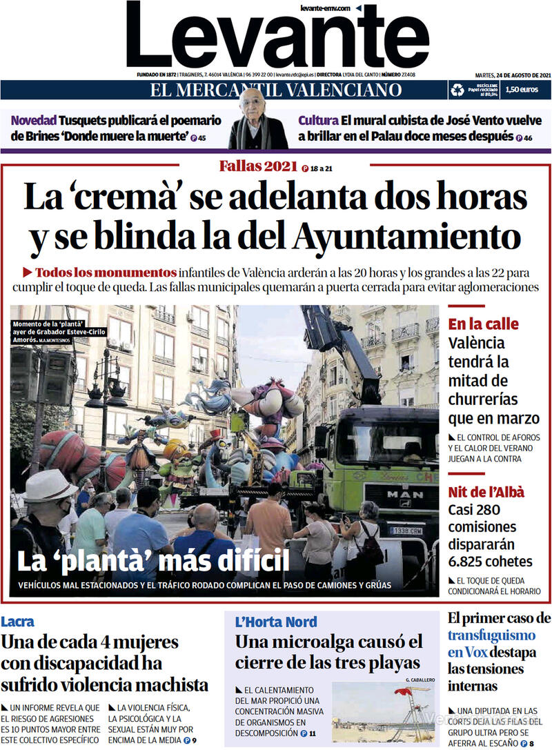 Portada Levante 2021-08-25