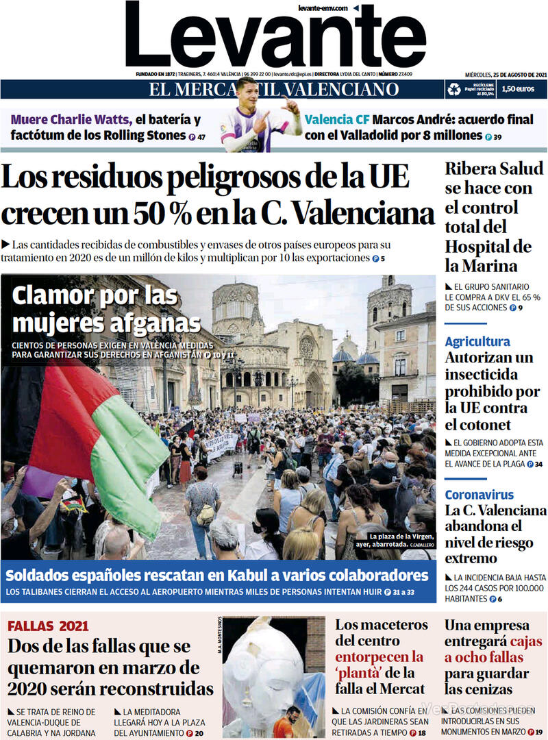 Portada Levante 2021-08-26