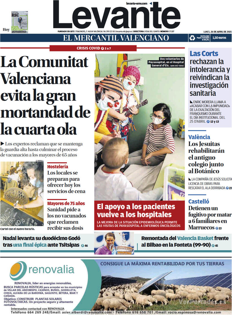 Portada Levante 2021-04-27