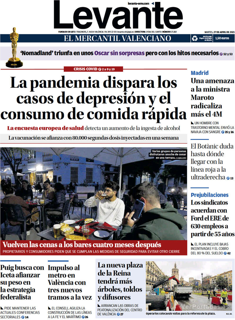 Portada Levante 2021-04-28